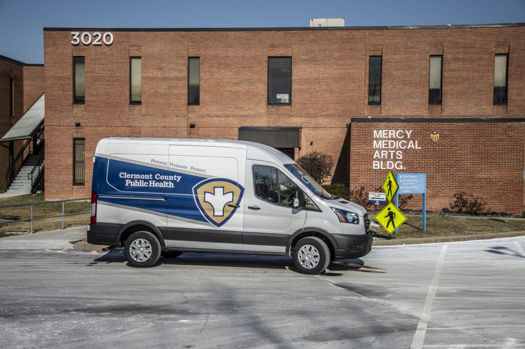 Van parked in front of hospital clinic