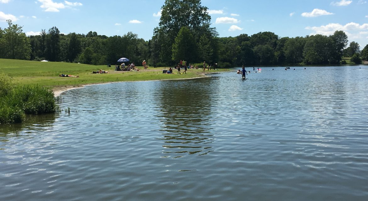 Swimming beach at lake